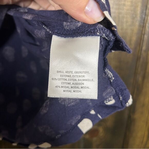 Maeve Anthropologie Clemente Cotton Top Women's Size XL Navy Blue Dots - Picture 6 of 11